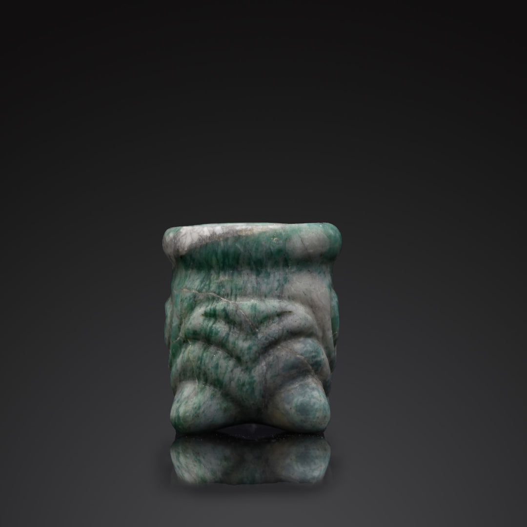 A rare Mayan Miniature Jade Votive Vessel, Classical Period, ca. 550 - 950 CE