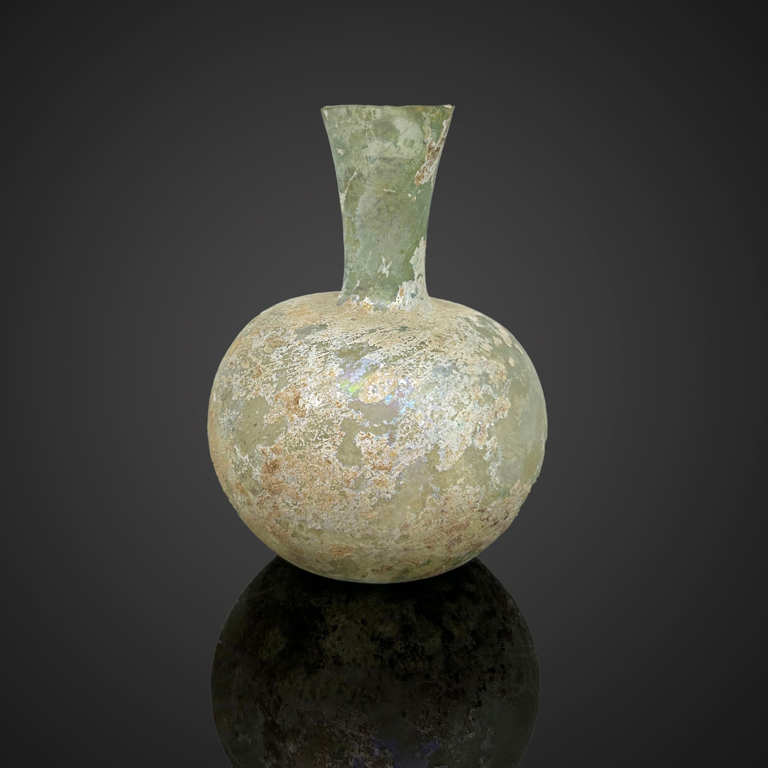 Roman glass flask, ca. 1st century CE