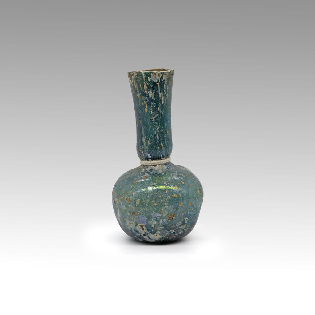 Roman azure miniature glass bottle, Roman Imperial Period, ca. 3rd - 4th century  CE