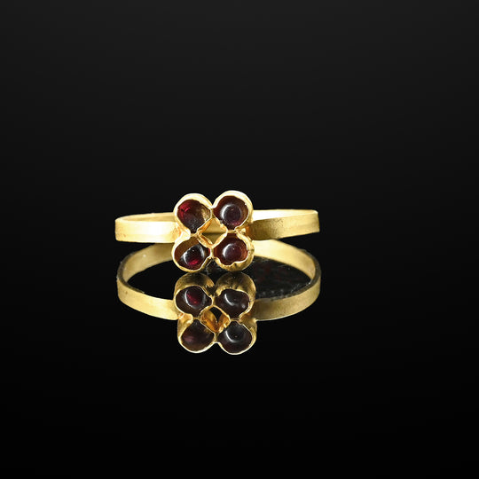 A Roman Gold and Garnet Ring, ca. 2nd - 4th century CE