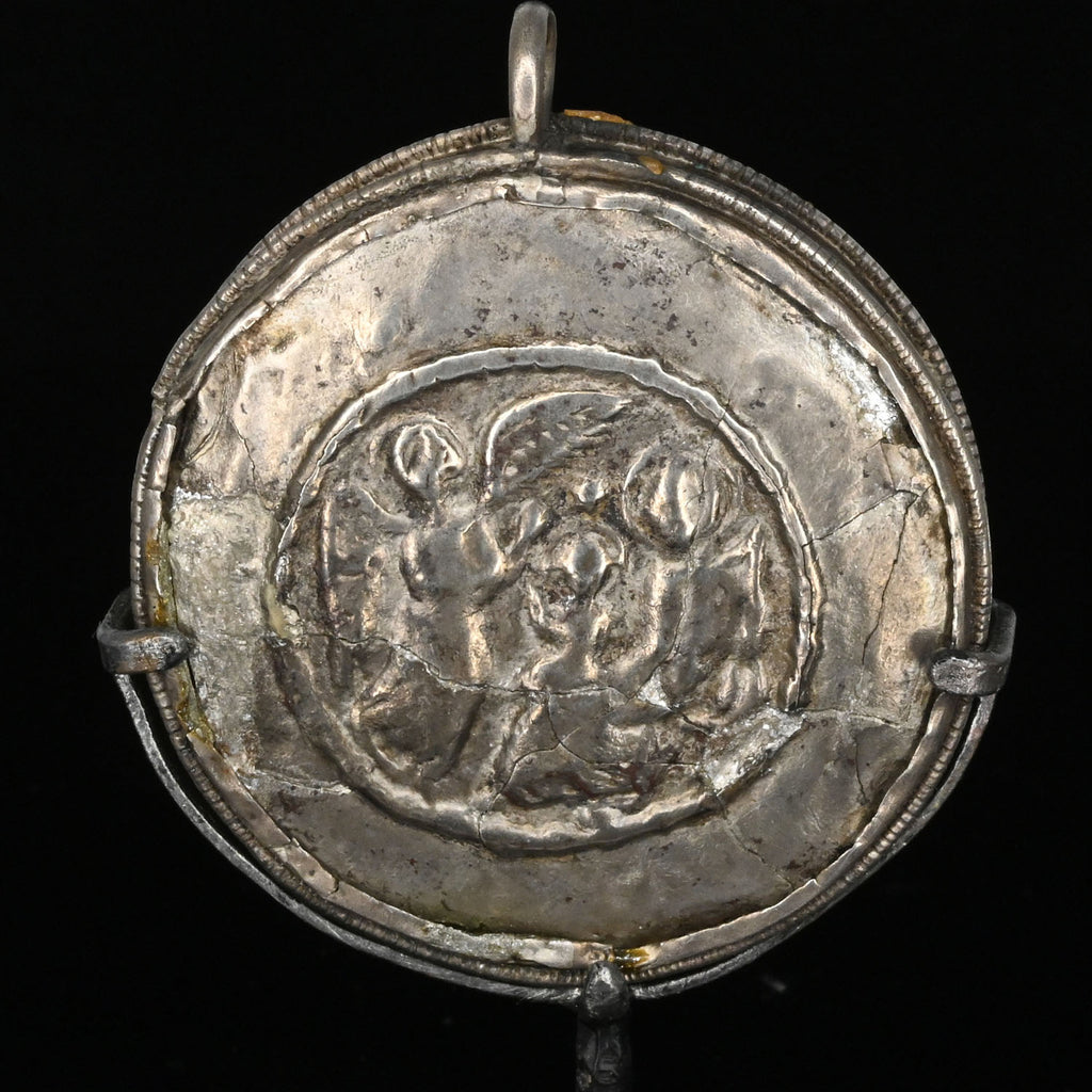 A Byzantine Silver and Glass Pendant with Annunciation Scene, Byzantine Empire, ca. 11th - 12th century CE