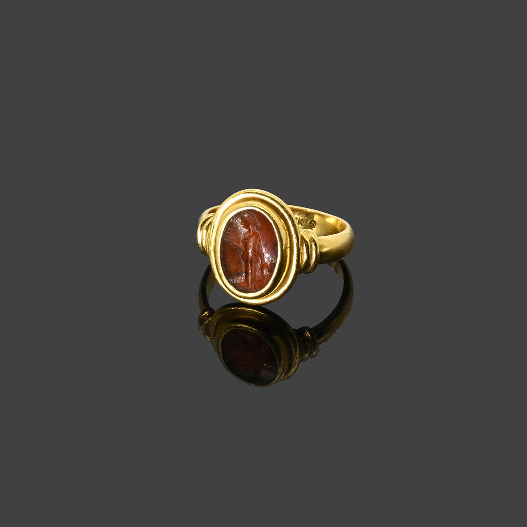 A Roman Carnelian Intaglio Ringstone of Mercury, Roman Imperial Period, ca. 1st - 2nd century CE