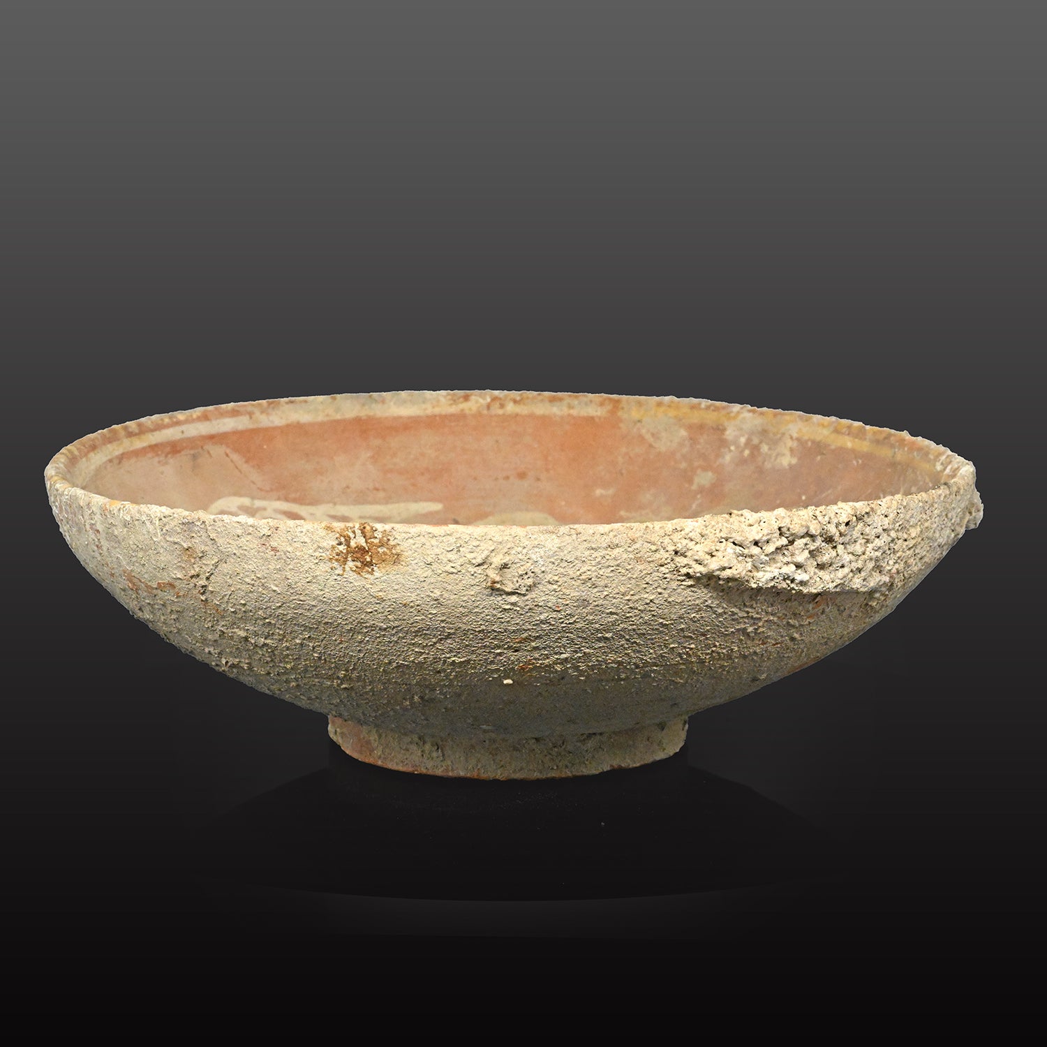 A Large Byzantine Shipwreck Bowl with White Slip-Painted Decoration, ca. 9th - 12th century CE