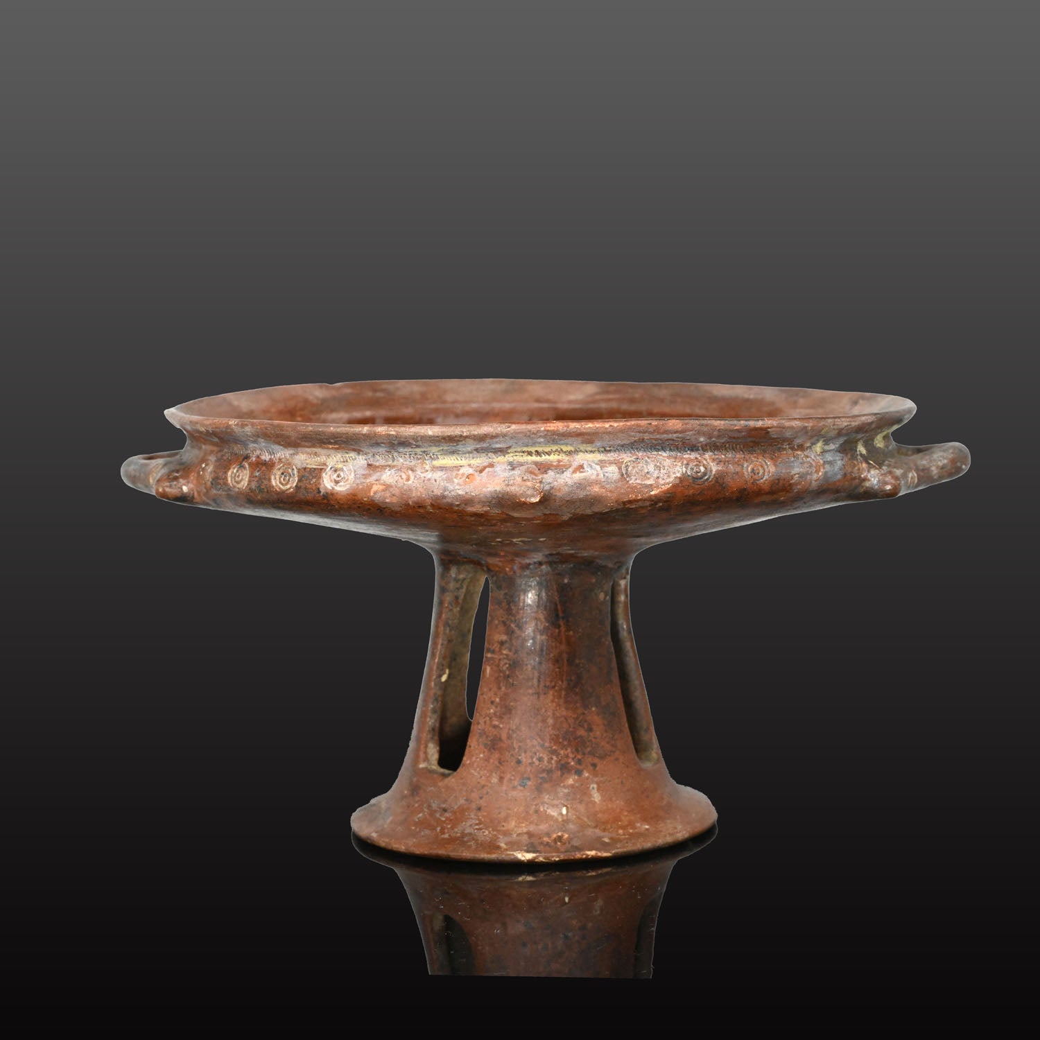 An Etruscan Teracotta Impastoware Pedestalled Dish, ca. 7th - 5th century BCE