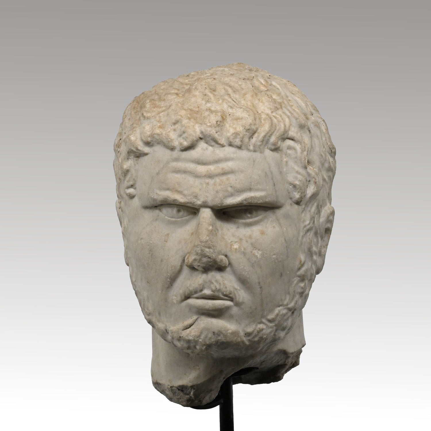 A Roman Marble Portrait Head of Caracalla, Roman Imperial Period, Severan Dynasty, Reign of Caracalla, 198 – 217 CE
