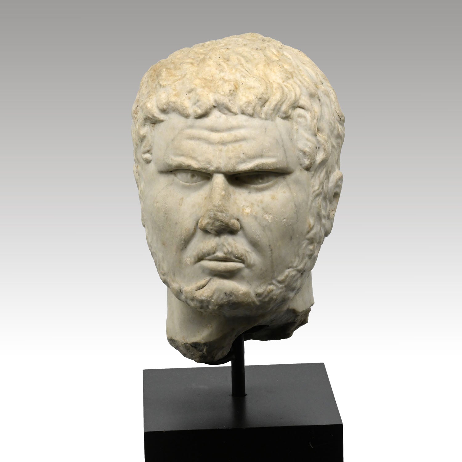 A Roman Marble Portrait Head of Caracalla, Roman Imperial Period, Severan Dynasty, Reign of Caracalla, 198 – 217 CE