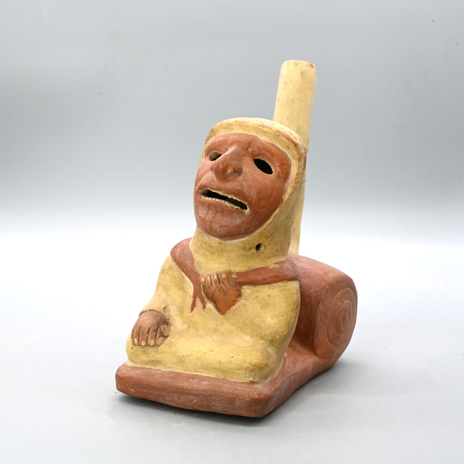 A Moche Blind Figure Effigy Vessel, Moche III - V, ca. 500 - 800 CE