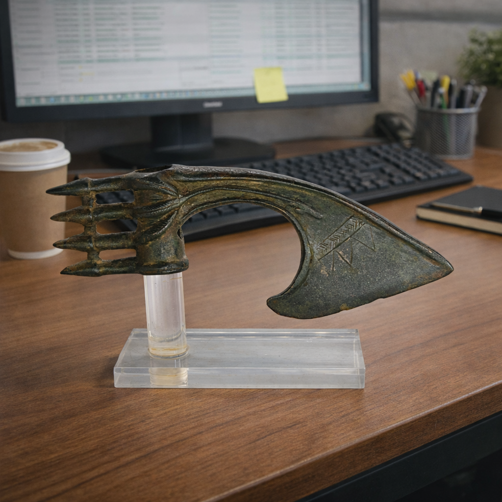 A Luristan spike butted ceremonial axehead, Early Iron Age, ca. 1200 - 800 BCE