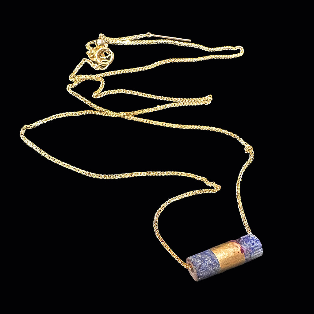 A Near Eastern Lapis Lazuli & Gold Bead Pendant, Third Dynasty of Ur, ca. 2150 - 2000 BCE