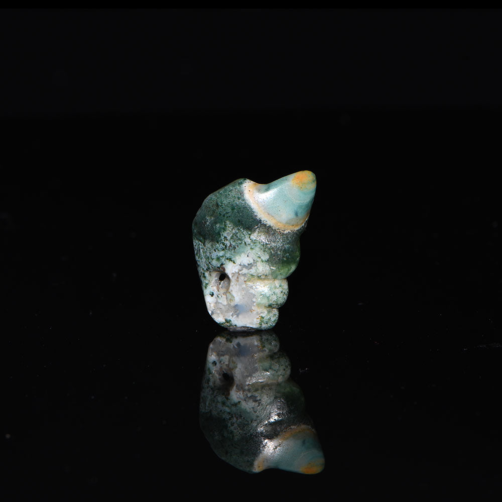 A Pre-Columbian Green Agate Toucan Amulet, Tairona Culture, ca. 500 - 1000 CE