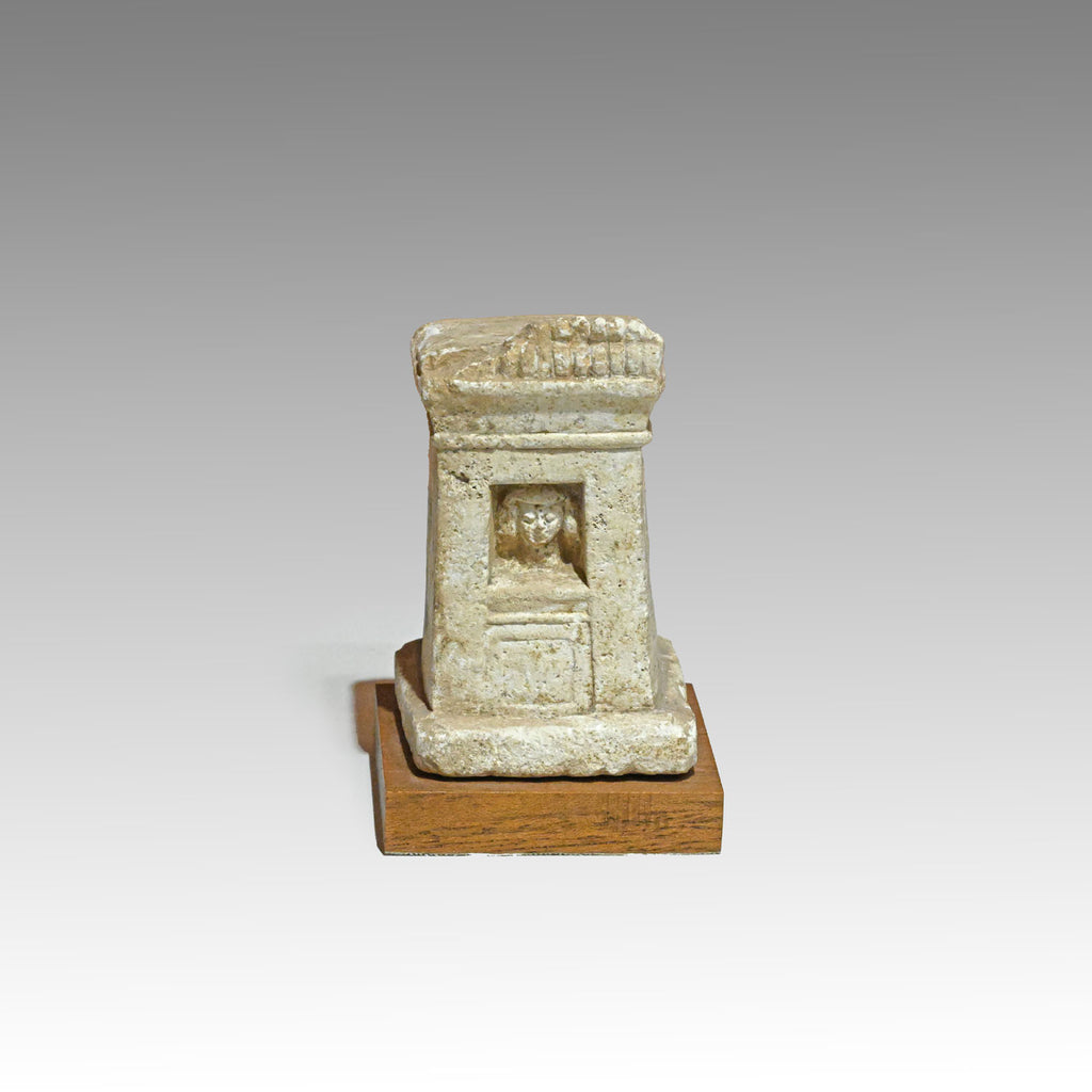 Egyptian Limestone Miniature Votive Shrine (Naos), Late Period, ca. 664 - 332 BCE