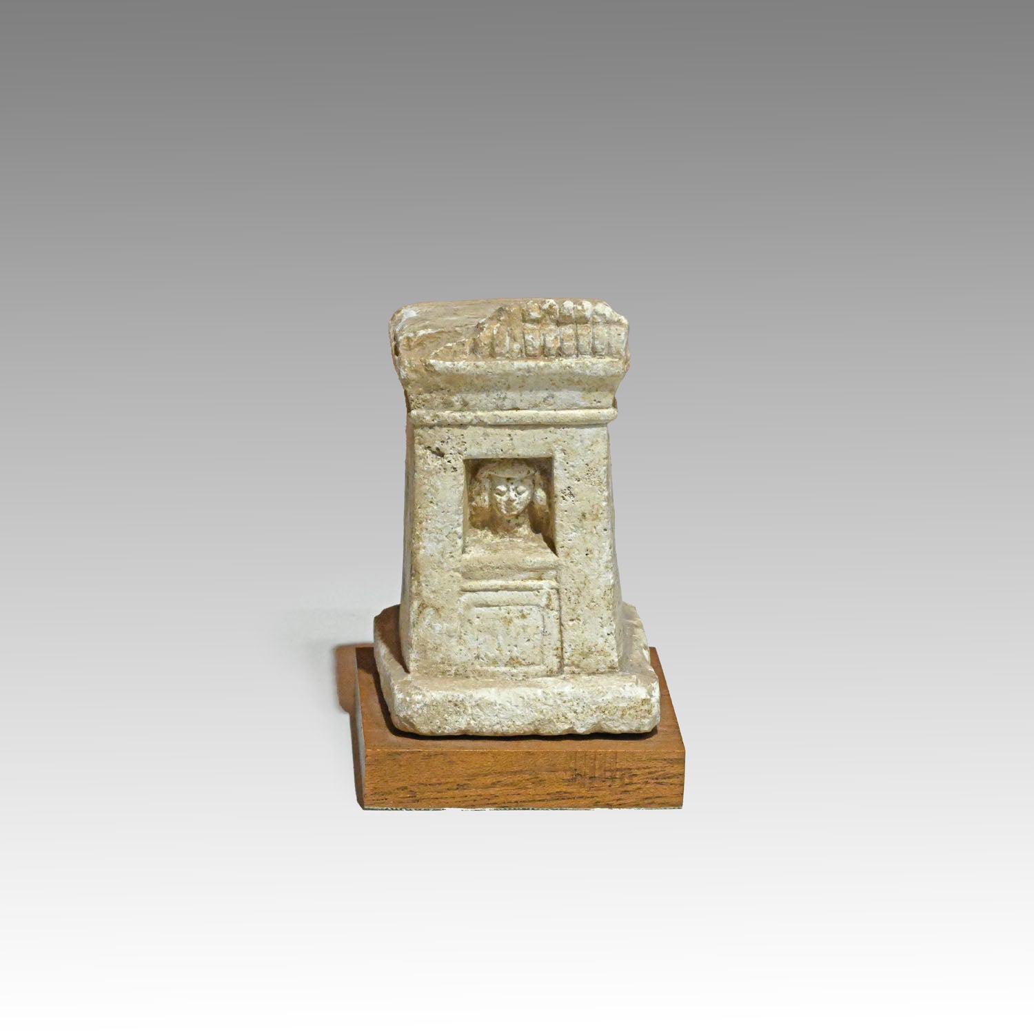 Egyptian Limestone Miniature Votive Shrine (Naos), Late Period, ca. 664 - 332 BCE