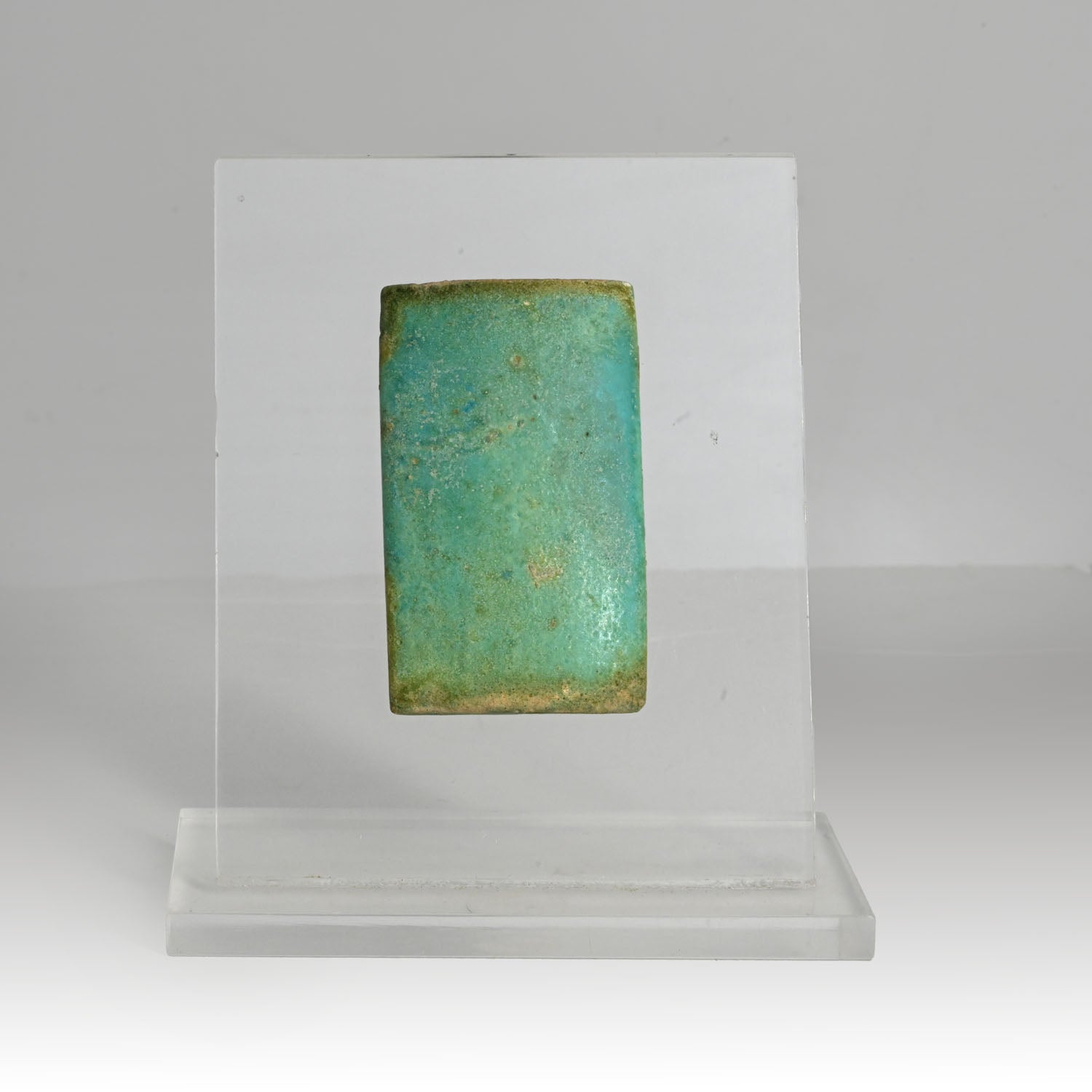 A Published Egyptian Turquoise Faience Tile, Old Kingdom, Reign of Pharaoh Djoser, Dynasty III , ca. 2686–2613 BCE