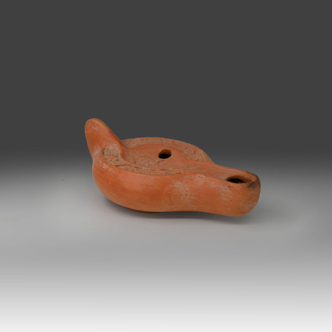 Roman Redware Oil Lamp, Byzantine Period, ca. 4th - 5th century CE