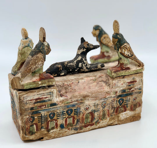 A rare Egyptian Model Wood Coffin, Ptolemaic  Period, ca. 305 - 30 BC