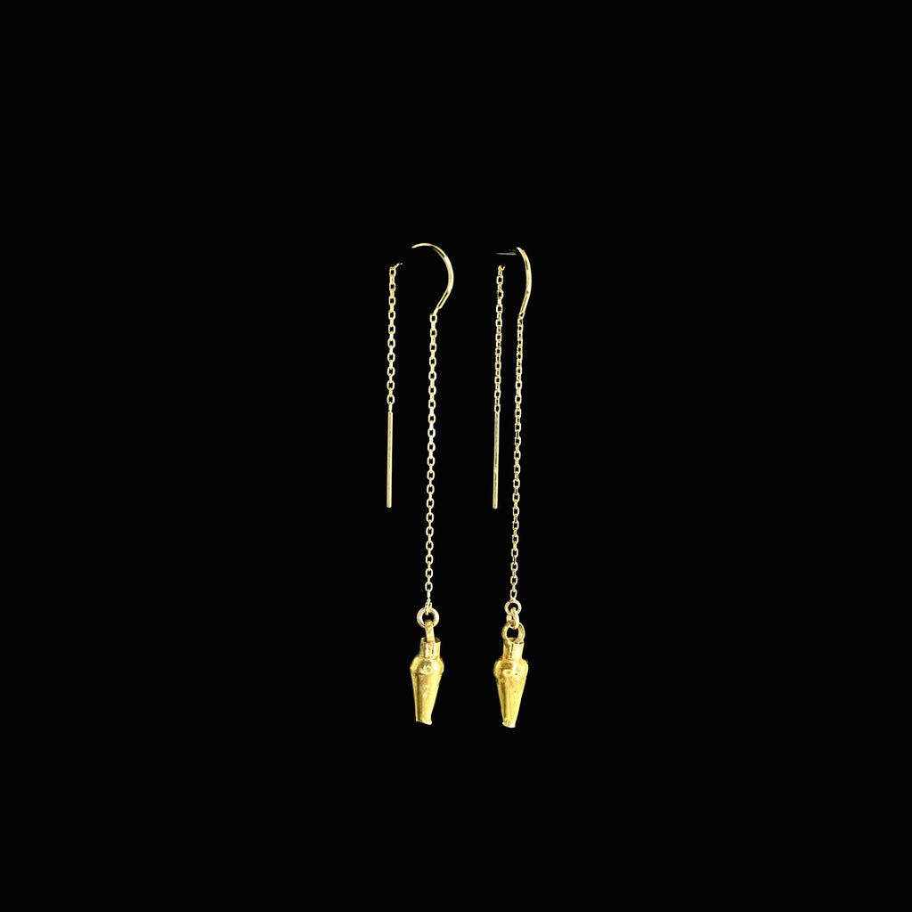 A pair of Greek gold Pendant earrings, Hellenistic Period, ca. 3rd - 1st century BCE