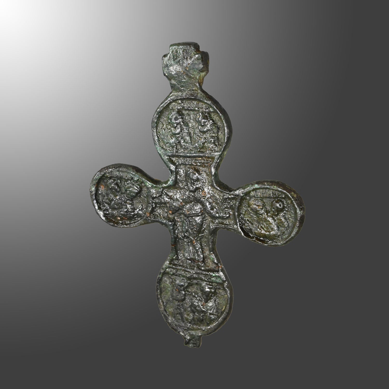 A large Medieval Bronze Cross Pendant, Crusader Period, ca. 1000 - 1500 CE