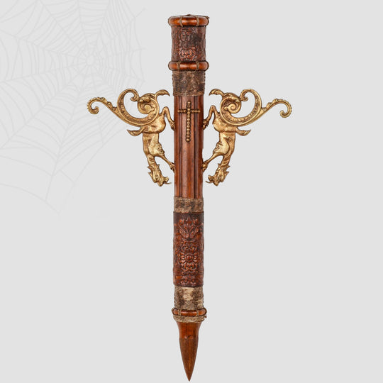 An Impressive, Exhibited Gilt Bronze Dragon Mounted Vampire Stake, 19th century