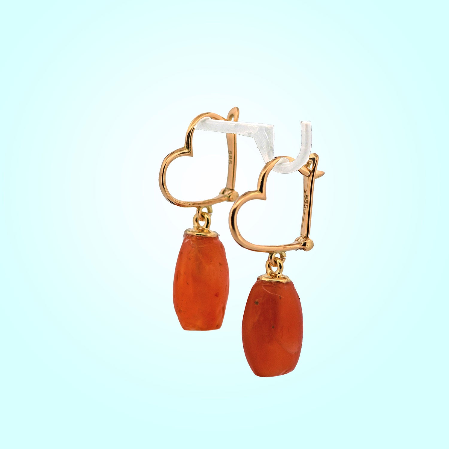 A pair of Roman Carnelian Beads set as Earrings, Roman Imperial Period, ca. 1st - 2nd century CE