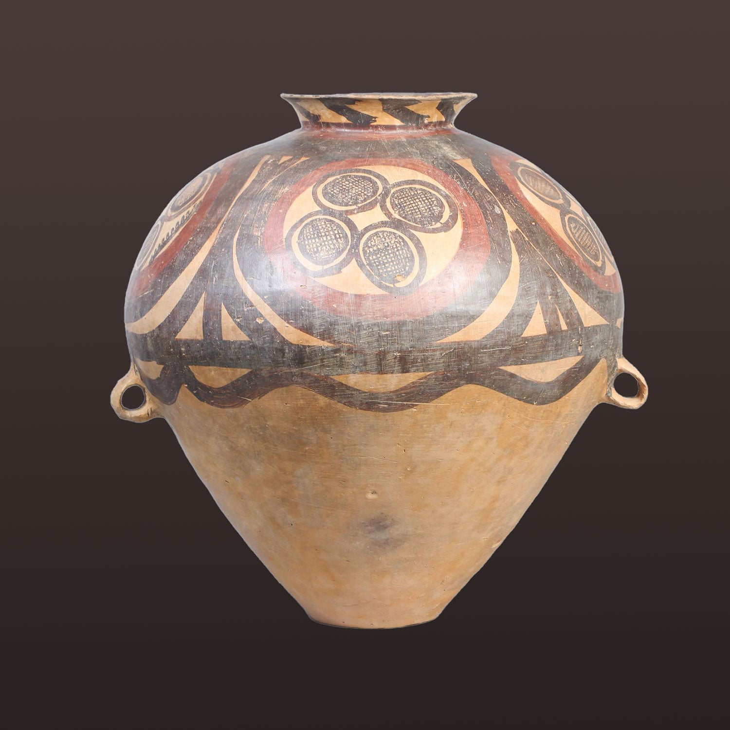 A huge Chinese Neolithic Painted Vessel, Yangshao Culture, circa 2300-2000 BCE