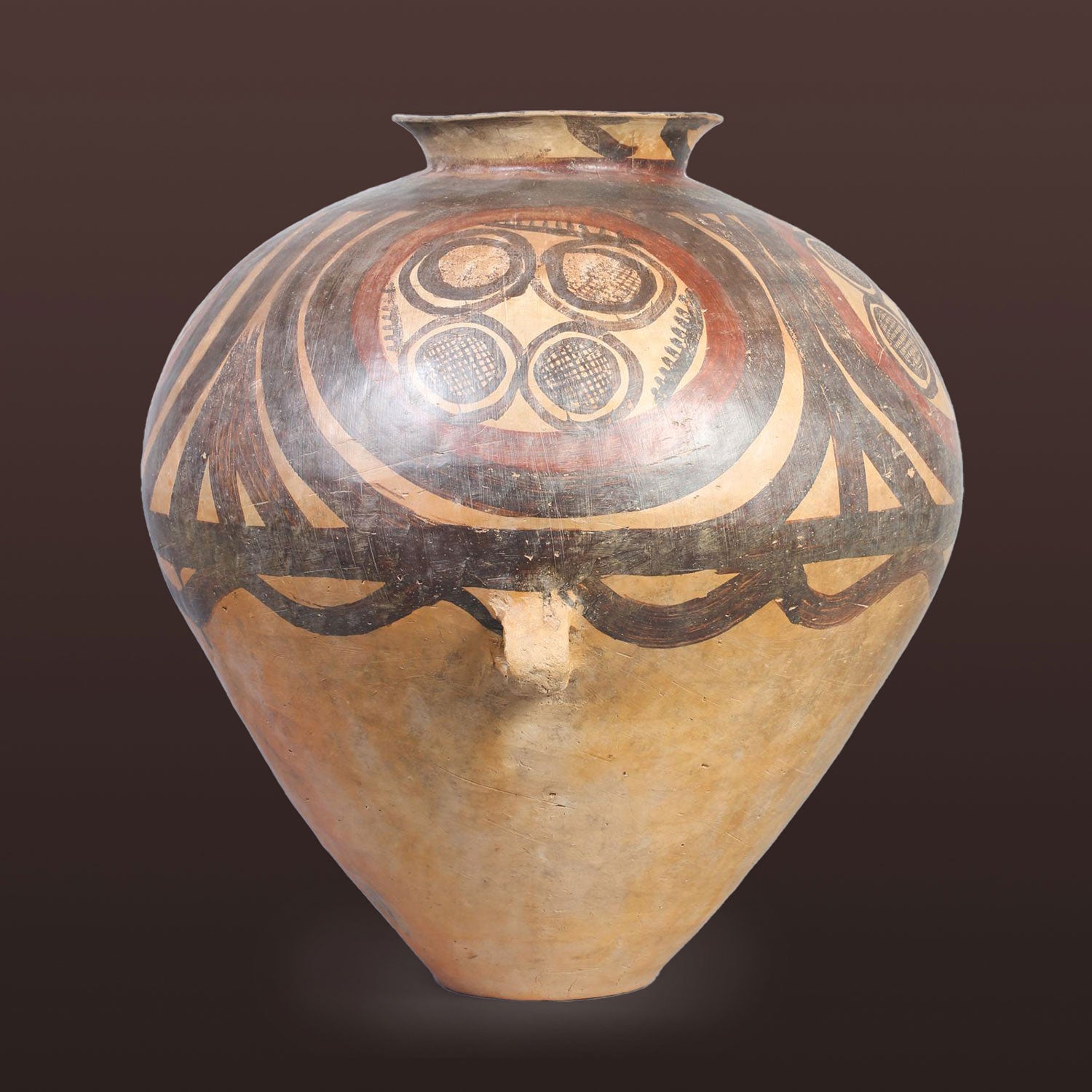 A huge Chinese Neolithic Painted Vessel, Yangshao Culture, circa 2300-2000 BCE