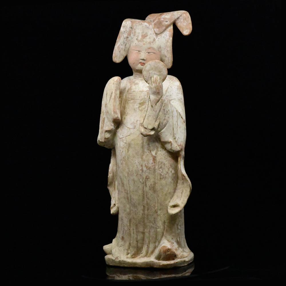 A Chinese Painted Pottery Court Lady, Tang Dynasty, ca. mid 8th century CE