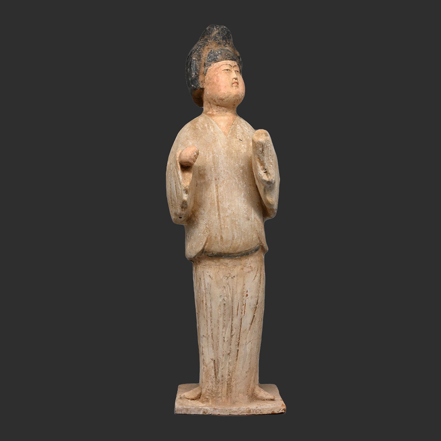 A large Chinese Painted Pottery Court Lady, Tang Dynasty, <br><em>ca. mid 8th century CE</em>