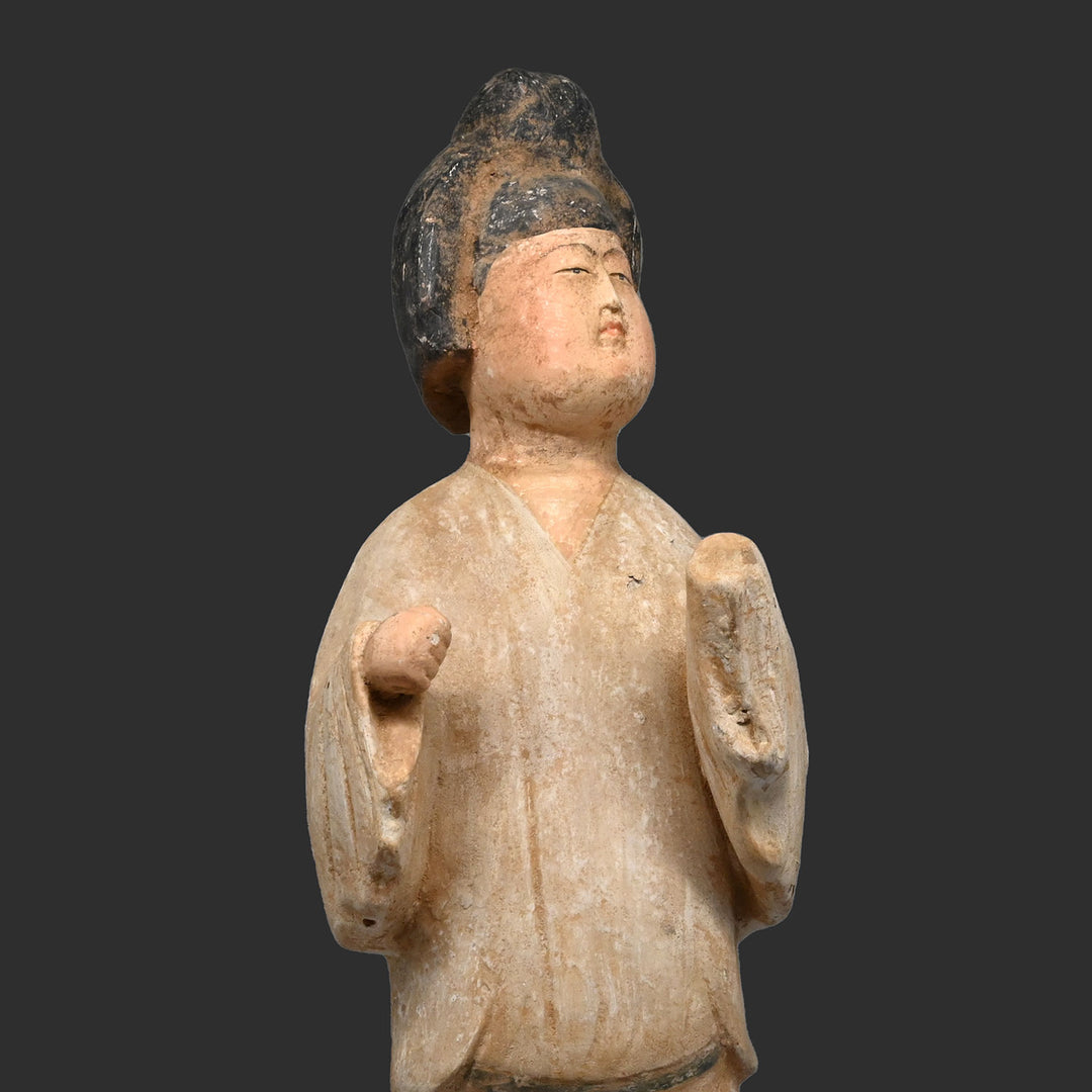 A large Chinese Painted Pottery Court Lady, Tang Dynasty, <br><em>ca. mid 8th century CE</em>