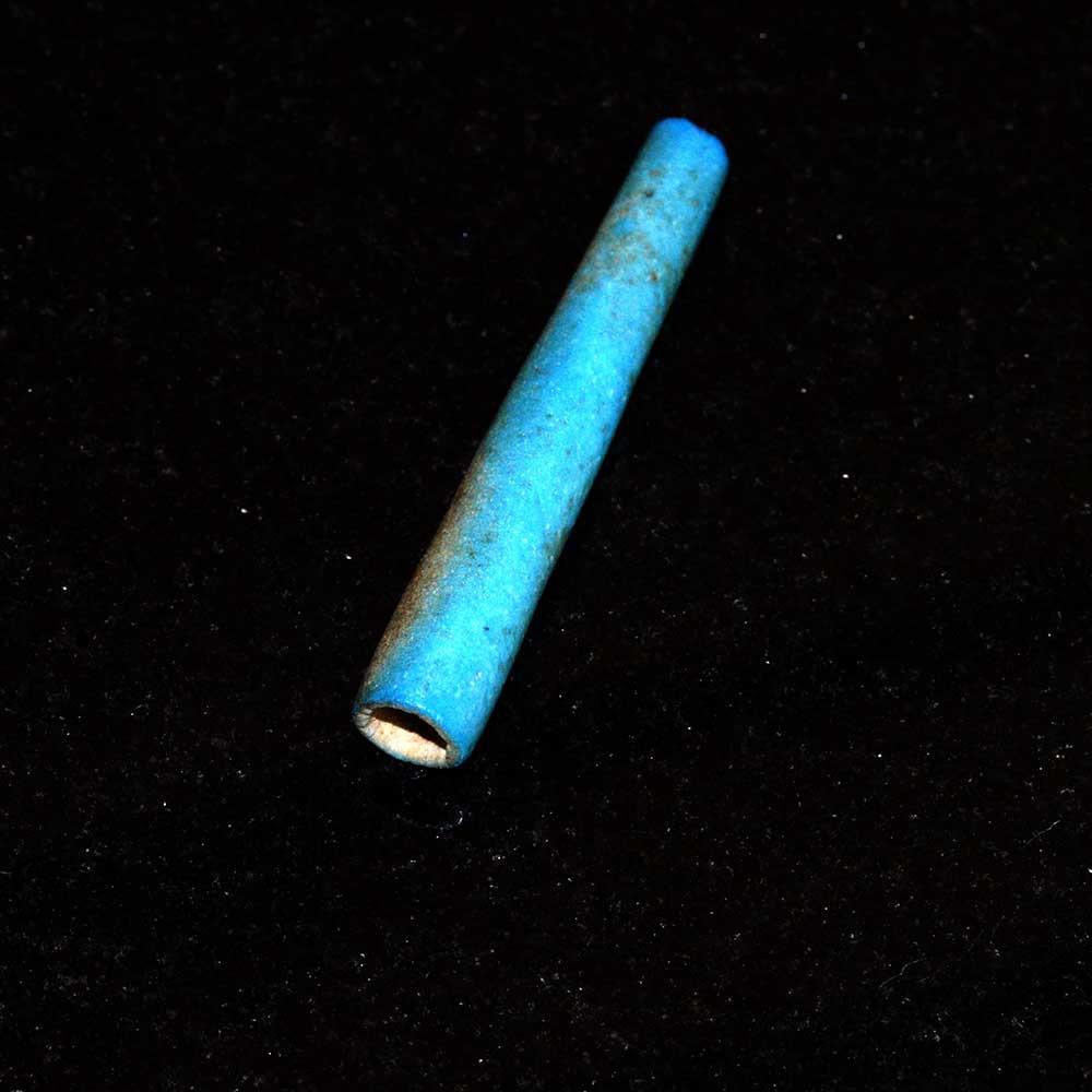 A rare Egyptian Blue Faience Flail Bead, New Kingdom, ca. 1550-1069 BCE - Sands of Time Ancient Art