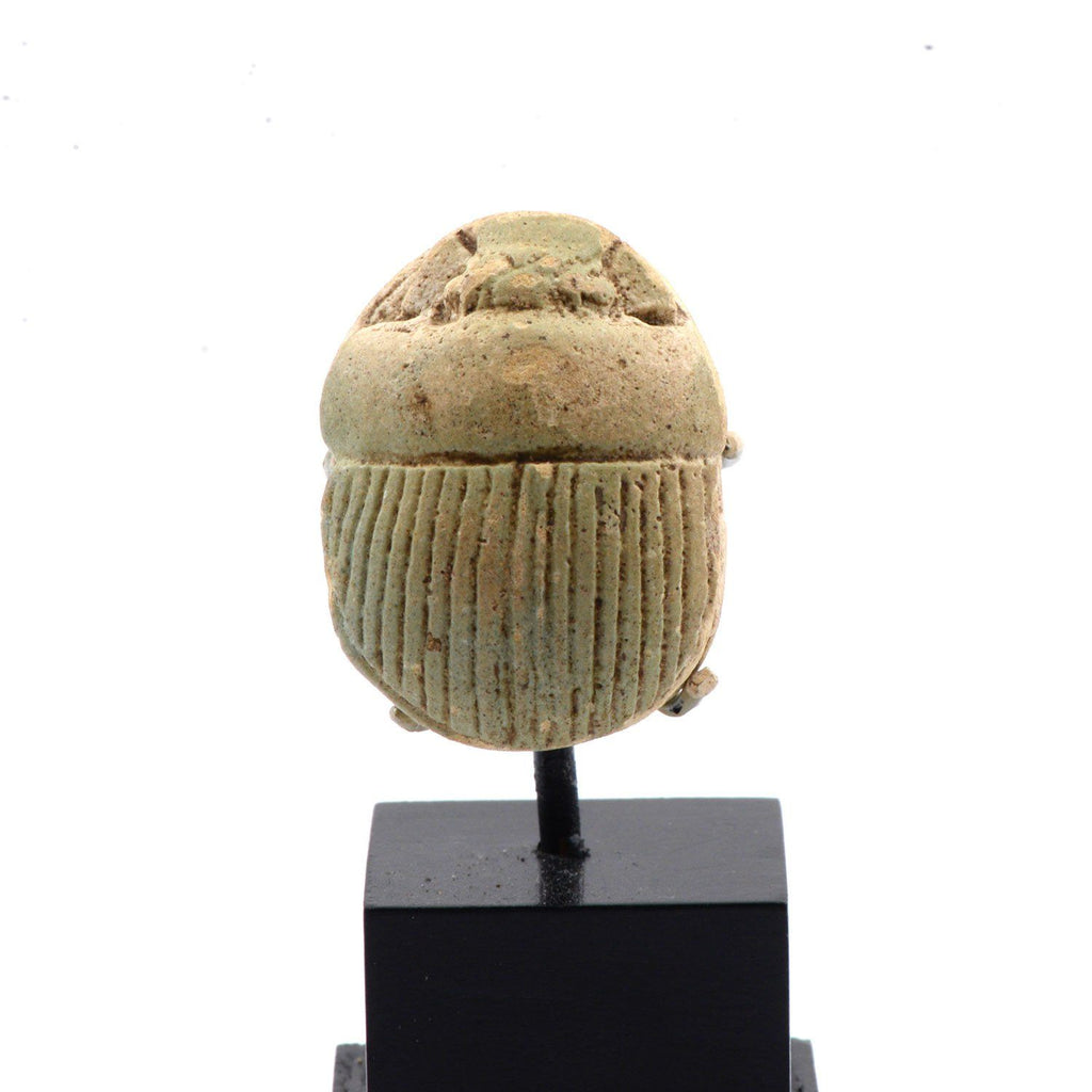A large Egyptian Pale Green Glazed Scarab, Late Period, Dynasty 26, ca. 664 - 525 BCE - Sands of Time Ancient Art