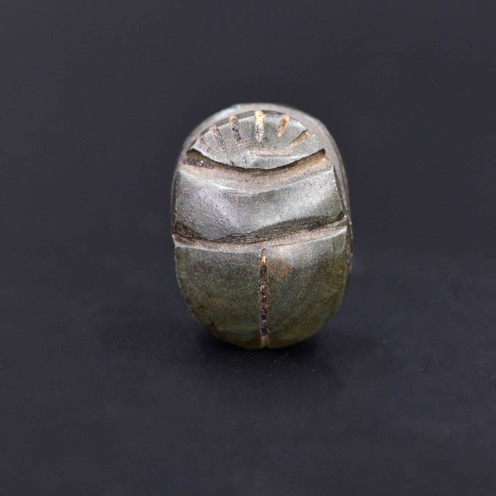 An Egyptian Green stone Heart Scarab, Late Period, ca 664 - 332 BCE