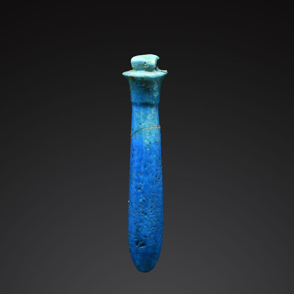 An Egyptian Superb Azure Blue Glazed Wadj Amulet, Third Intermediate Period, Dynasty 21, ca.  1069 - 945 BCE