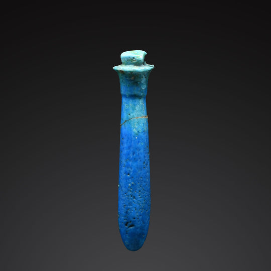 An Egyptian Superb Azure Blue Glazed Wadj Amulet, Third Intermediate Period, Dynasty 21, ca.  1069 - 945 BCE