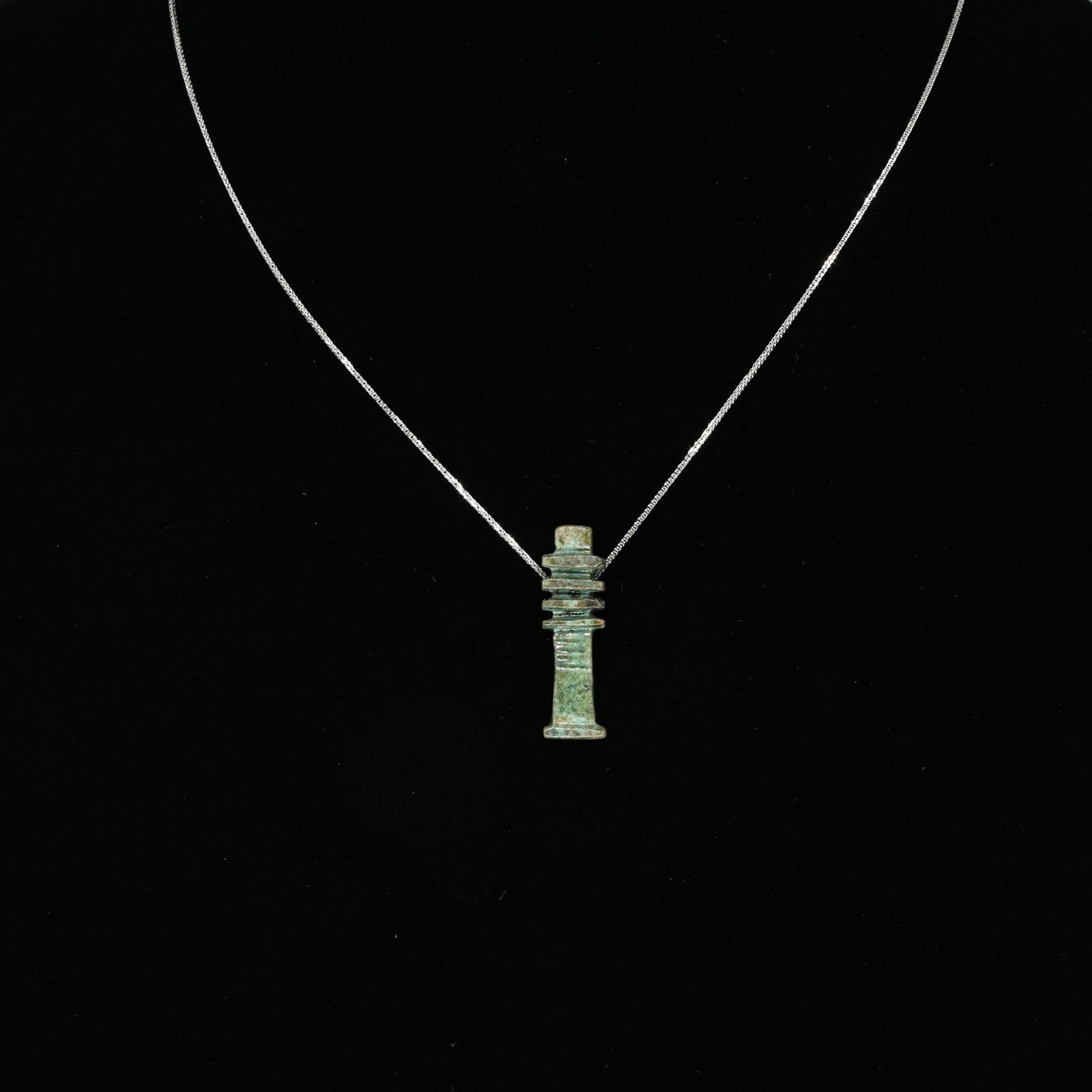 An Egyptian Green Faience Djed Pillar Amulet, 26th Dynasty ca. 664 - 525 BCE