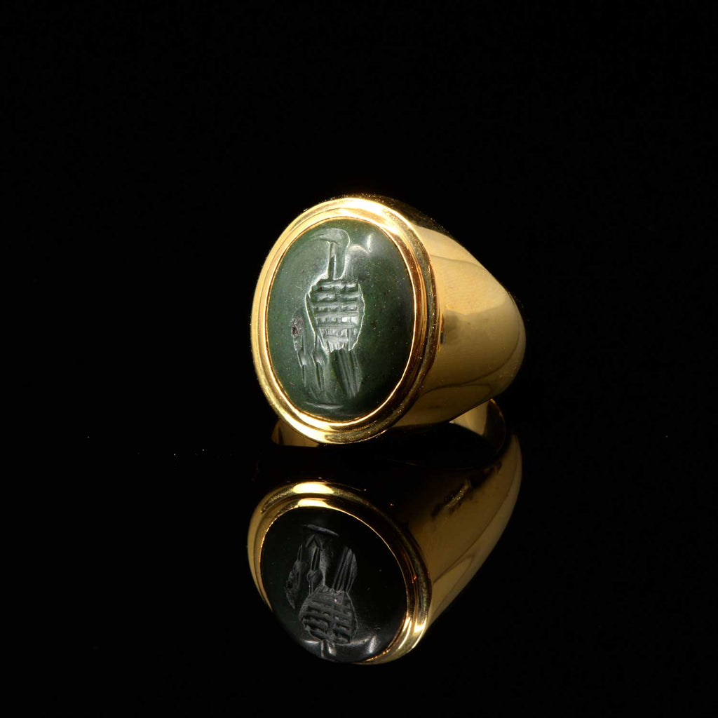 An Egypto-Roman Green Jasper Intaglio ringstone, Ptolemaic - Roman Period, ca. 1st century BCE/CE - Sands of Time Ancient Art