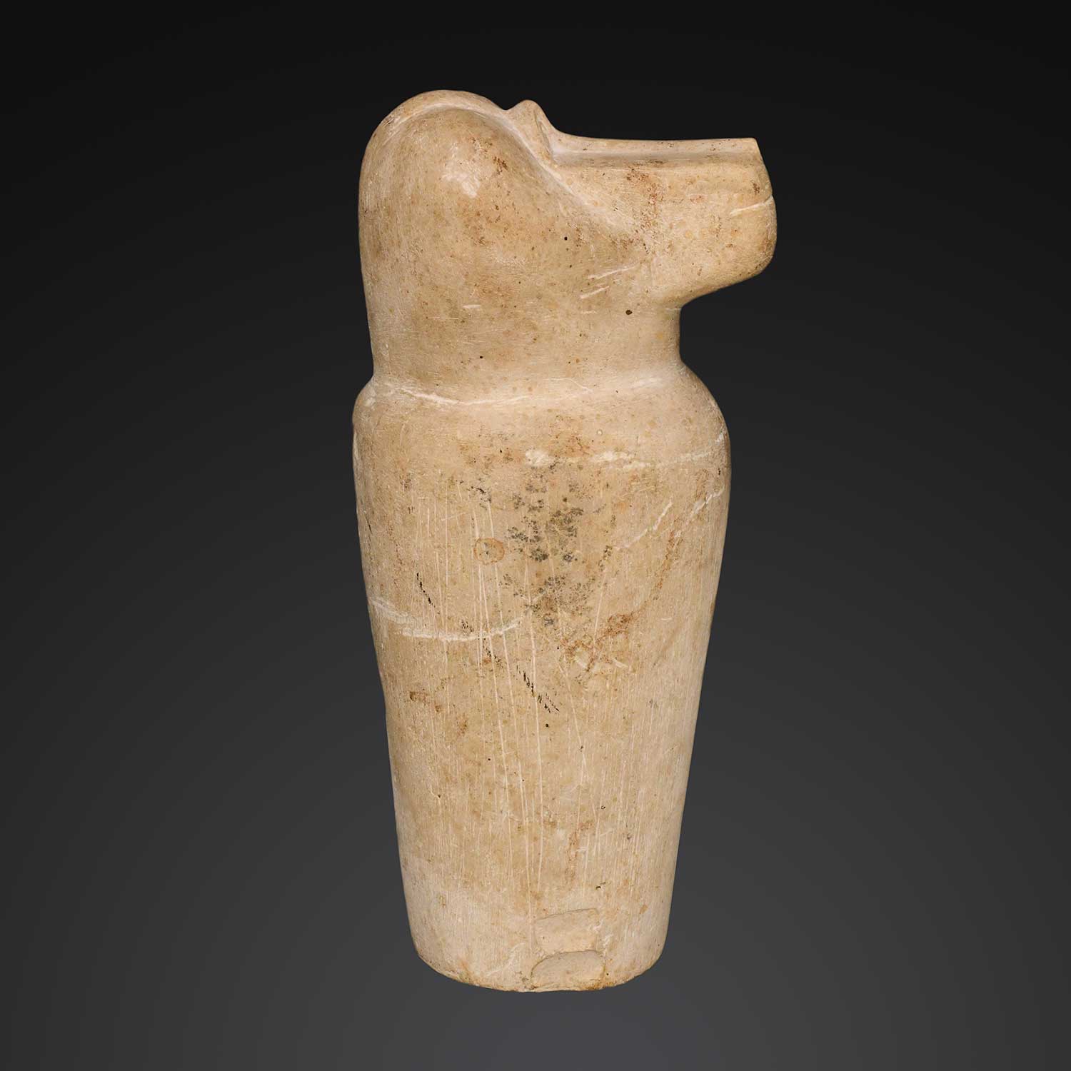Ein ägyptischer Kalkstein-Dummy-Kanopentopf von Hapi <br><em>ca. 712–664 v. Chr</em>