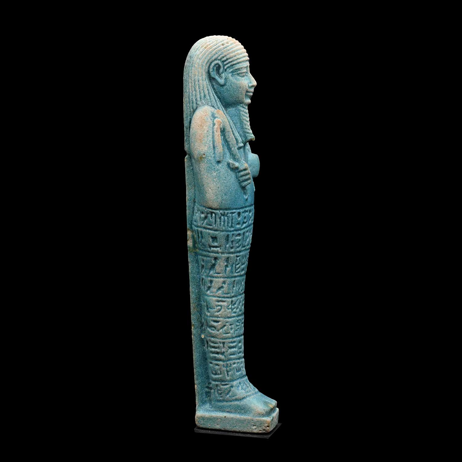 Ein ägyptischer, blau glasierter Fayence-Ushabti für Nes-Ptah<br> <em>Spätzeit, 30. Dynastie, ca. 380-332 v. Chr</em>