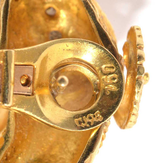 Prächtige griechische Ohrringe aus 18 Karat Gold, Diamanten und Rubinen aus den 1980er Jahren
