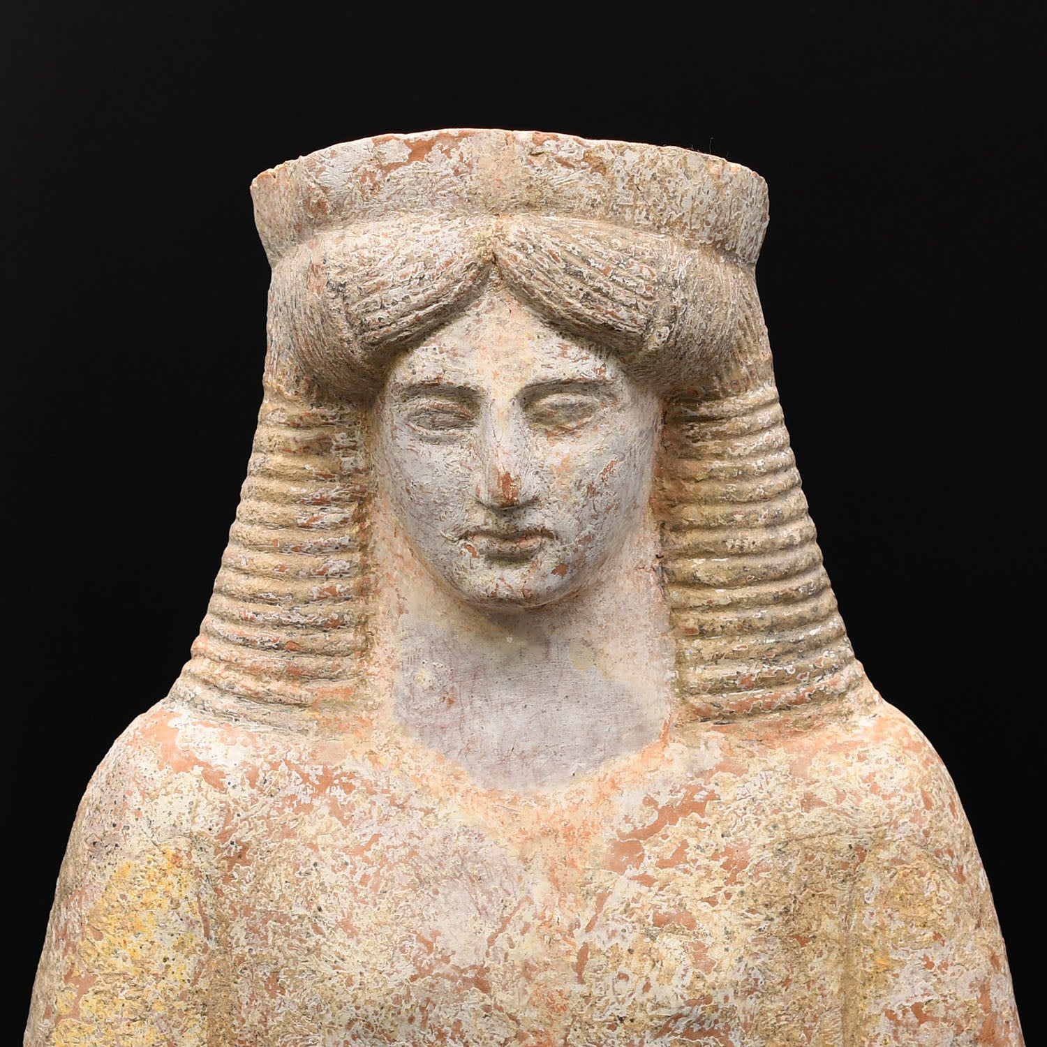 A Greek Terracotta Protome of a Goddess, Classical Period, <br><em>ca. 5th century BCE</em>