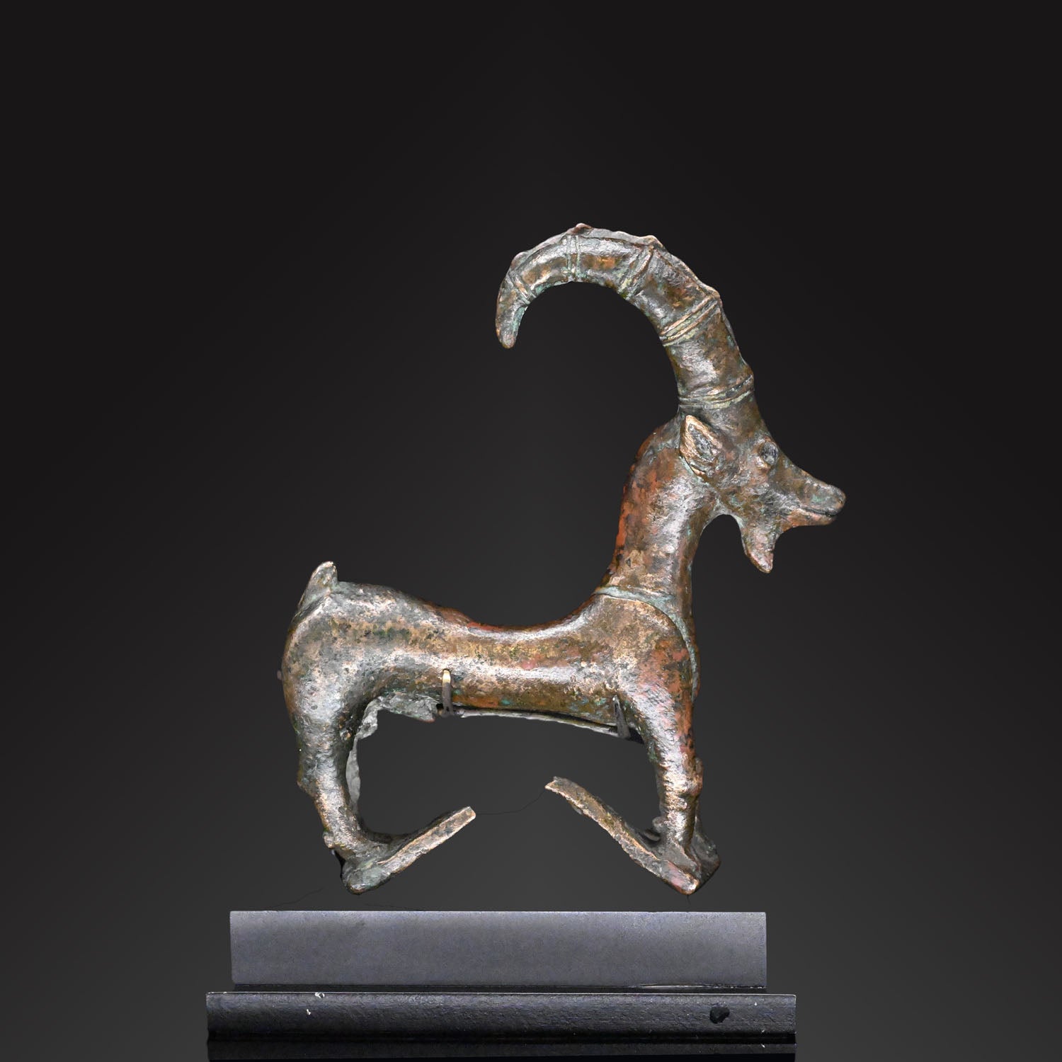 An Exhibited Amlash Bronze Mountain Goat, ca. 7th - 5th century BCE