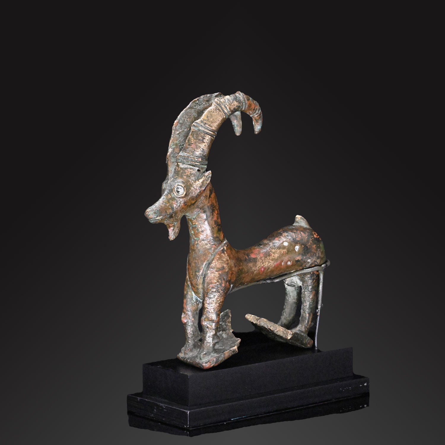 An Exhibited Amlash Bronze Mountain Goat, ca. 7th - 5th century BCE