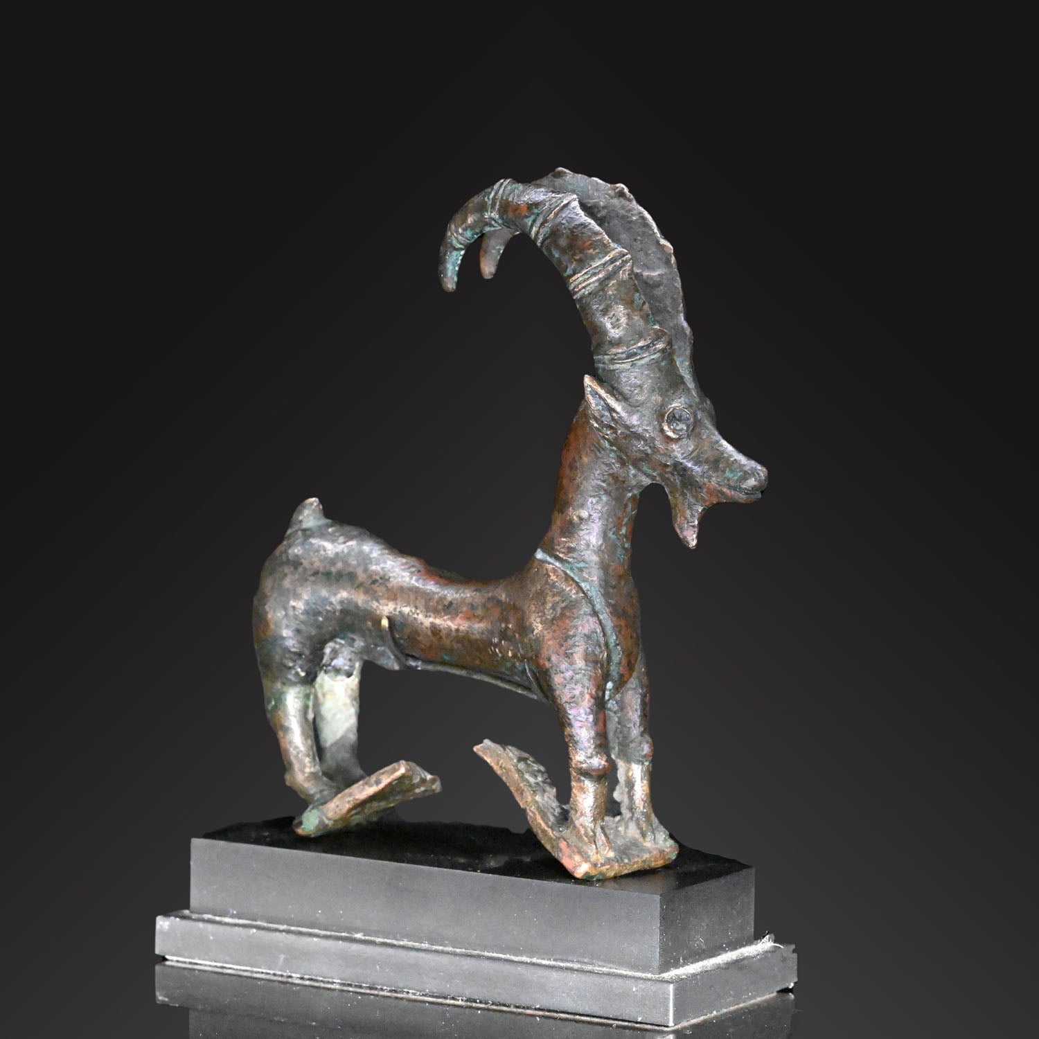 An Exhibited Amlash Bronze Mountain Goat, ca. 7th - 5th century BCE