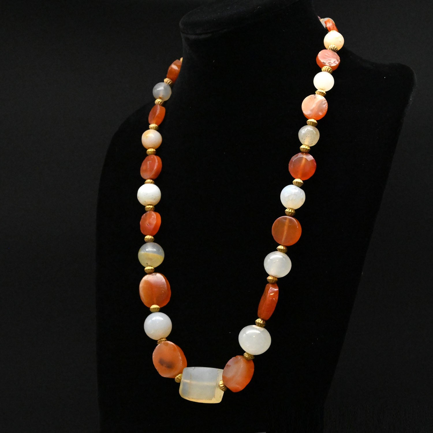 A large Western Asiatic Carnelian and Chalcedony Necklace, ca. 5th century CE