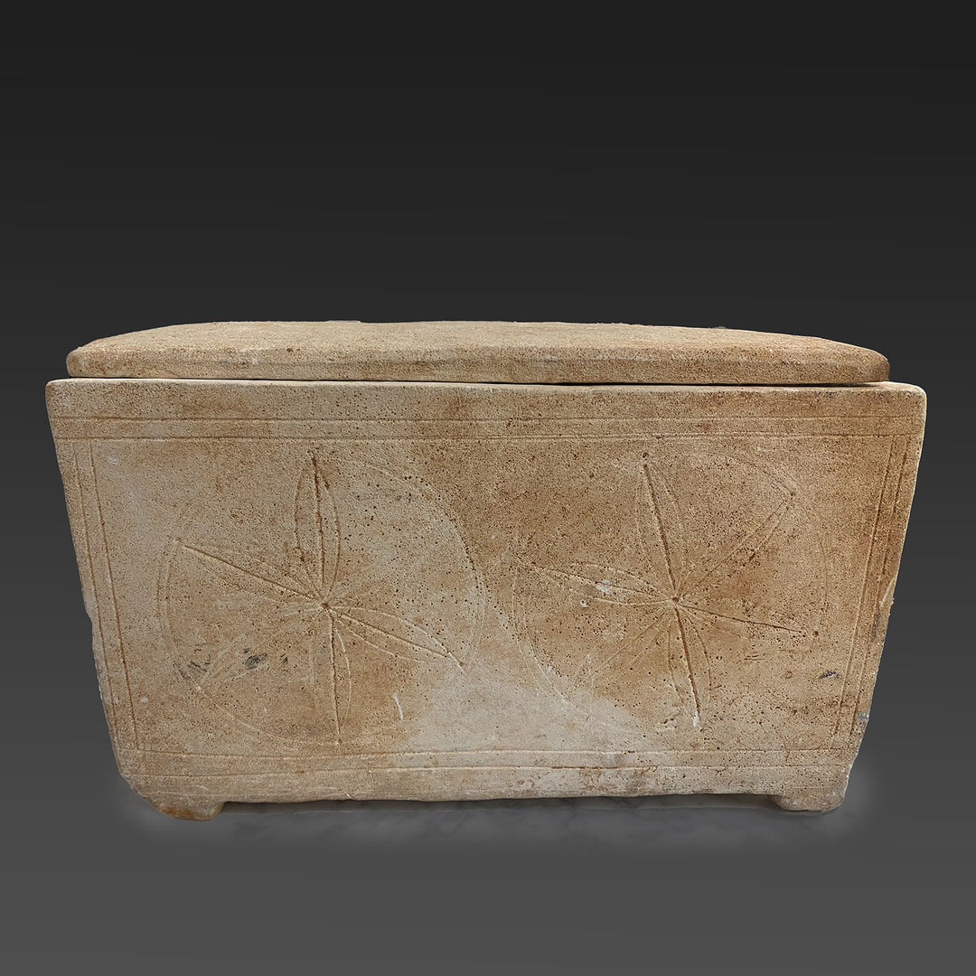 An early Jewish Limestone Ossuary with Lid, ca. 70 BCE - 70 CE