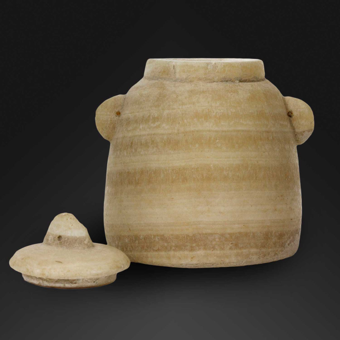 A Biblical "Beehive" Unguent Jar and Lid, Hellenistic Period, ca. 3rd-1st Century BCE