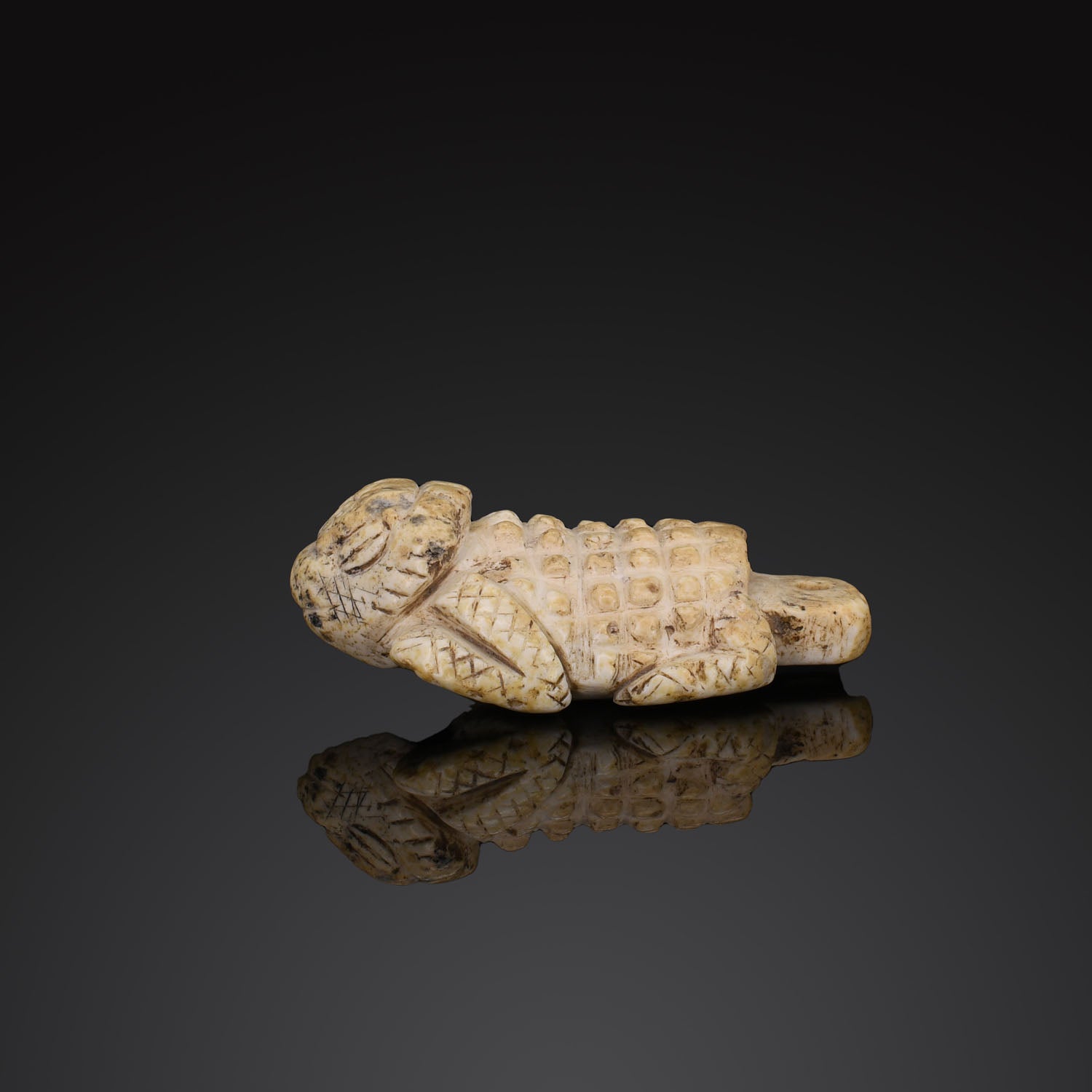 A Nayarit Hardstone Horned Toad Pendant, ca. 300 BCE - 200 CE