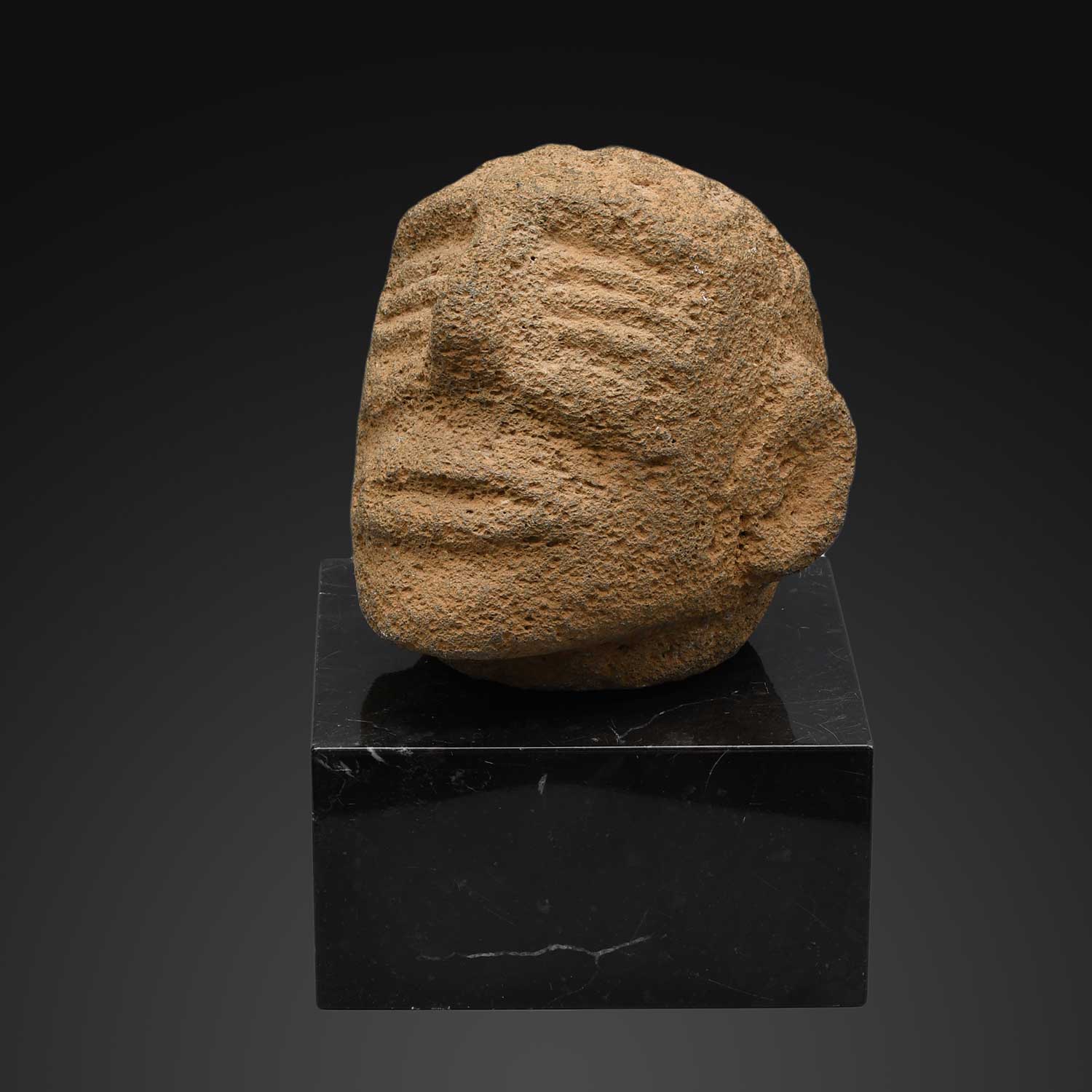 An impressive Andesite Human Trophy Head, Costa Rica, ca. 1000 - 1500 CE
