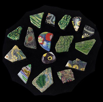 A group of Romano-Egyptian Mosaic Glass Vessel and Tile Fragments, ca 1st century BCE/CE - Sands of Time Ancient Art