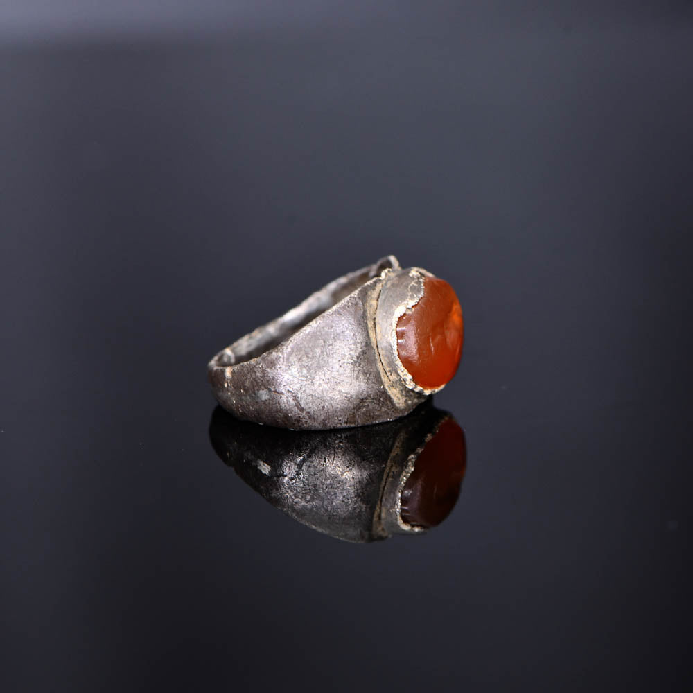 A Roman Silver Ring with Bird Intaglio, Roman Imperial Period, ca. 1st century CE