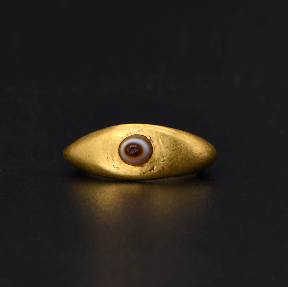 A Roman Eye Agate Intaglio Ring, Roman Imperial Period, ca. 3rd century CE